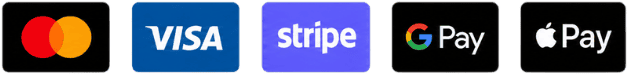Elfogadott fizetési módok: Mastercard, Visa, Stripe, Google Pay és Apple Pay